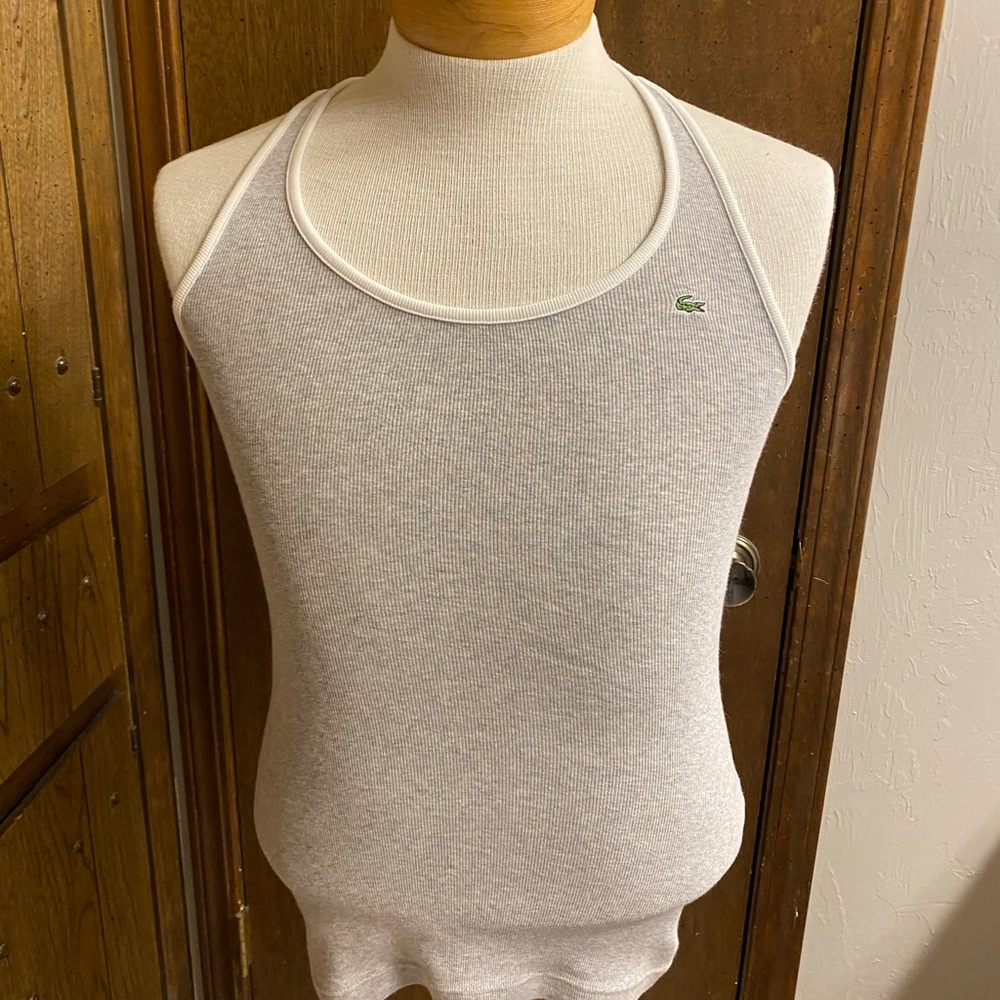 Lacoste White and Gray Knit Top